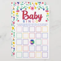 Colorful Floral Baby Bingo Shower Game