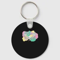 Skeleton Hands Heart With Abstract Coloured Backgr Keychain