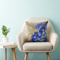 Forget-me-not flower with gold accents throw pillow