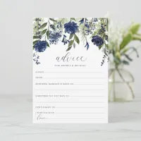 Wedding Bridal Advice Cards Navy Blue Wildflower