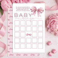 Coquette Baby Shower Bingo Game – Elegant Pink Bow