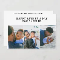 3 Photo Collage Happy Fathers Day Cookout Party Invitation