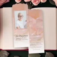 Pale Blush Pink Rose Funeral Memorial Prayer Card Bookmarks