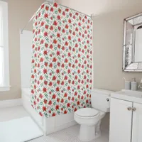 Minimalist Watercolor Botanical Poinsettia  Shower Curtain