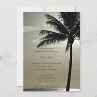 Palm Tree Beach Wedding Rehearsal Dinner Invite