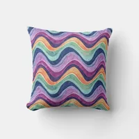 Vibrant Wavy Horizontal Stripe Throw Pillow