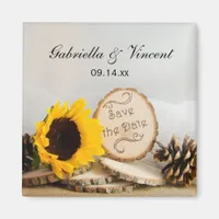 Rustic Sunflower Woodland Wedding Save the Date Magnet