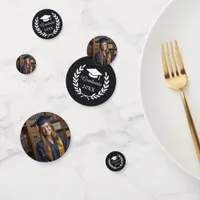 Custom Black Laurel Wreath Emblem Graduation Photo Confetti