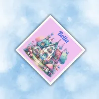 Pink & Blue Fairy Cottage Core Monogram on Pink | Napkins