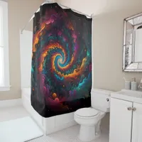 Vibrant Spiral Mandala with Rainbow Hues Shower Curtain