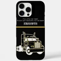 Gold Semi-Truck Design Illustration iPhone 16 Pro Max Case