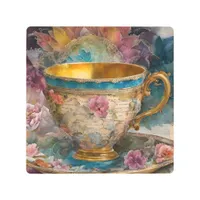 Gorgeous Teacup Mixed Media Painting Metal Print