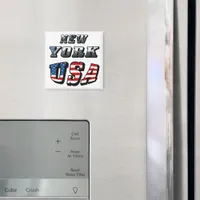 New York Picture and USA Flag Text Magnet