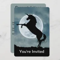 Unicorn Silhouette Full Moon Congratulations Invitation