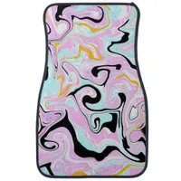 Pink, Black, Teal Blue, Gold Marble Swirls Car Floor Mat