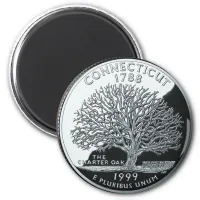 Faux Connecticut State Quarter Charter Oak Tree Magnet