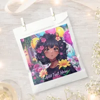 Anime Girl of Color Personalized Birthday Favor Bag