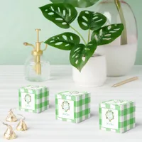 Green Gingham Charm Baby Shower Thank You cards Favor Boxes