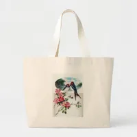 Vintage Barn Swallows Large Tote Bag