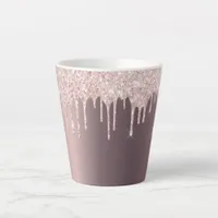 Rose gold copper glitter drips glamorous latte mug