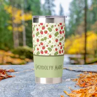 Strawberry Blossoms and Berries Pattern  Insulated Tumbler