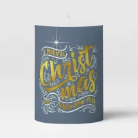 Magical Christmas Typography Gold ID441 Pillar Candle