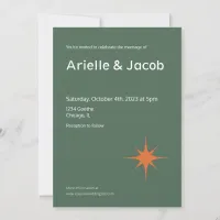 Olive Green, Rust, & Pink Mid Century Modern  Invitation