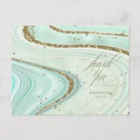 Abstract Agate Wedding Thank You Mint ID827 Announ Announcement Postcard