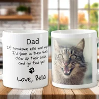 Funny Cat Dad - Father's Day Custom Pet Photo Coffee Mug