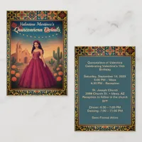 Vintage Red Dress Quinceañera Reception Detail Enclosure Card