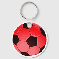 Red American Soccer or Association Football Ball Keychain