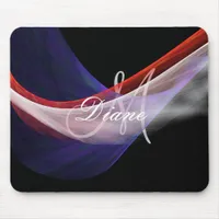 Red blue white patriotic monogram mouse pad