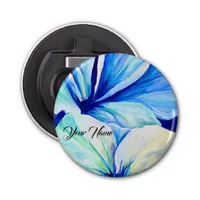 Watercolor Persian Blue Flower Petals Pattern Bottle Opener