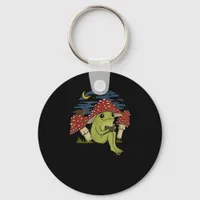 Frog Mushroom Hat Reading Book - Cottagecore Gobli Keychain