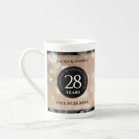 Elegant 28th Linen Wedding Anniversary Celebration Bone China Mug