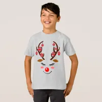 Adorable Deer Face with Ornaments on Antlers Kids T-Shirt