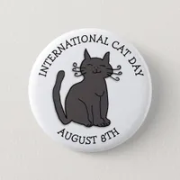 August 8th is International Cat Day Holiday Button