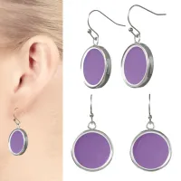 Custom Purple Silver-Plated Drop Earrings