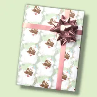 Sage Green Vintage Black Santa Wink Christmas Gift Wrapping Paper