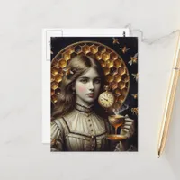 Surreal Tea Time With Bees Dripping Honey Postcard