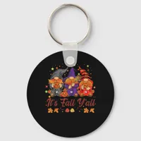It’s Fall Y’all Halloween Gnomes Pumpkin Vintage Keychain