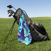  Blue Teal Ocean Swirls Marble Fluid Art  Golf Towel