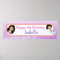 Personalized  Mermaid Birthday Banner Poster
