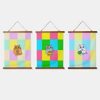 Pop Art Kawaii Cat with Boba Tea, Ramen and Crafts Hanging Tapestry