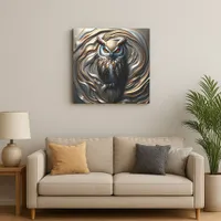 Molten Metallic Gilded Gold and Silver Owl  Canvas Print