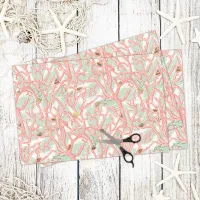 Coral Branches with Seashells Nautical Pattern Tissue Paper