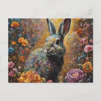 Rabbit in the Flowers Postcard