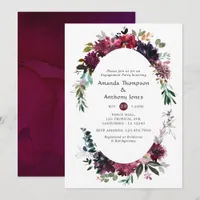 Bordo Violet Plum Floral Engagement Party Invitation