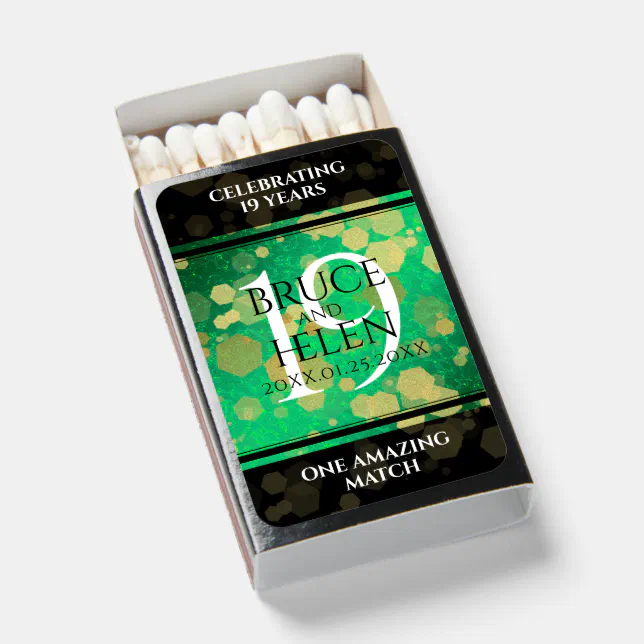 Elegant 19th Jade Wedding Anniversary Celebration Matchboxes