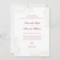 Romantic Floral French Rococo Maroon Wedding Invitation